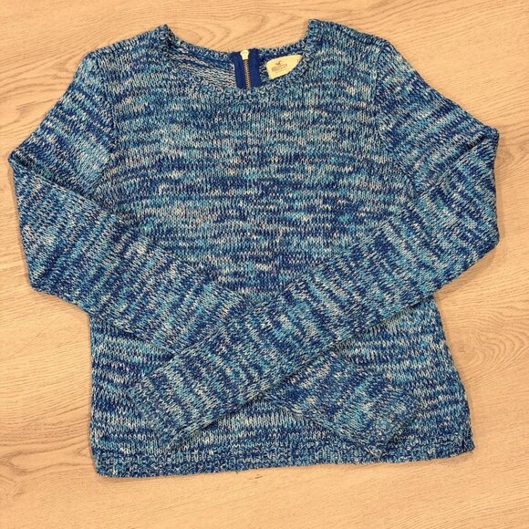 Hollister Women's Size Large Blue/Black Long Sleeve Knit Sweater With Zipper - Picture 1 of 4